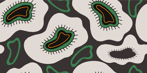 Abstract organic shapes with green and beige accents pattern