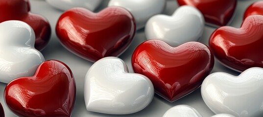 Valentine s Day Celebration with Shining Red and White Hearts Background for Love and Romance Art