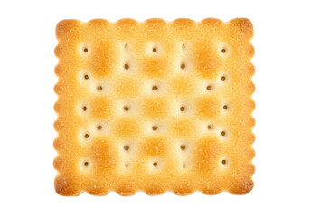 Isolated square cracker biscuit with tiny holes is perfect as a healthy snack food item