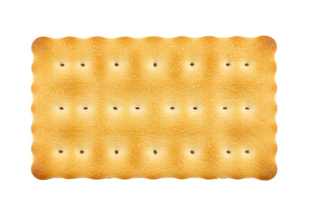 Isolated golden brown cracker biscuit from above on a neutral backdrop, perfect snack