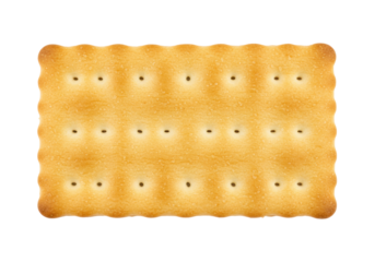 Isolated golden brown cracker biscuit from above on a neutral backdrop, perfect snack