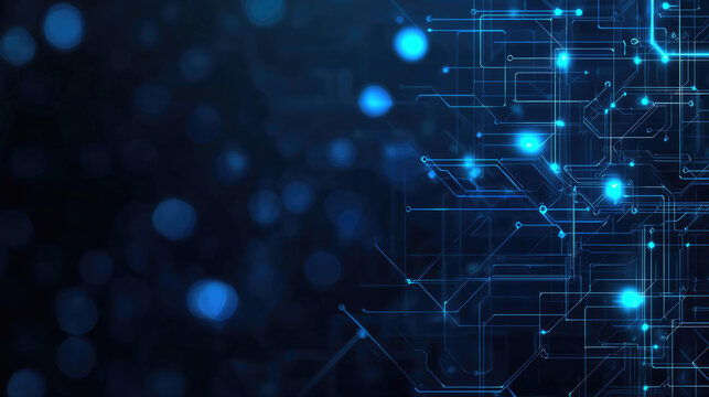 Futuristic digital circuit, technology background, blue glowing lines, innovation, abstract network, data flow