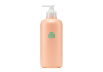 Isolated bottle of lotion with shamrock graphic design for St. Patrick's Day seasonal event
