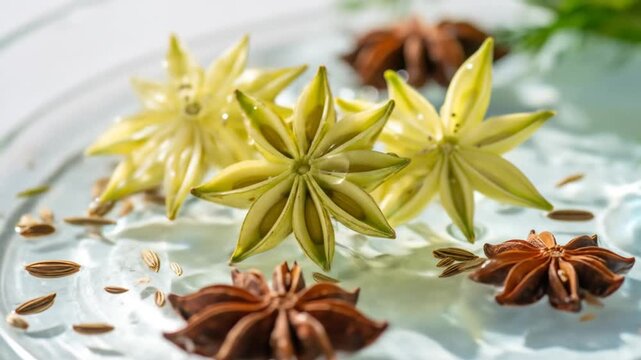 Close-up of Star Anise and other Spices on a Plate