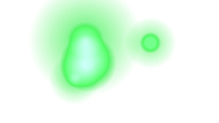 Ethereal Green Light Orbs and Abstract Shapes on White Background