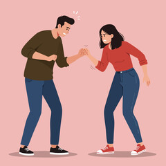 Flat Illustration Arguing Couple Stressed and Tension in Relationship Conflict