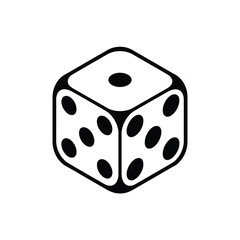 Simple black and white vector illustration of a rolling dice icon silhouette vector illustration white background