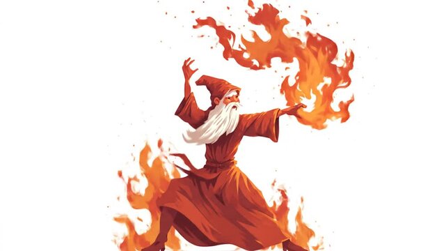 Wizard conjuring flames