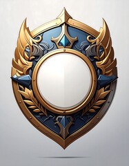 Ornate golden shield with blank center