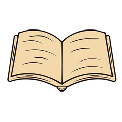 Book Open Beige Pages With Black Outline And Curved Lines In Simple Stylized Illustration For Minimal And Clean Design