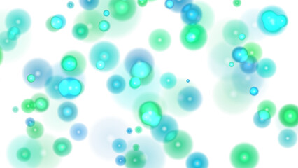 Vibrant Teal and Aqua Bokeh Circles on White Background - Modern Abstract Design Element