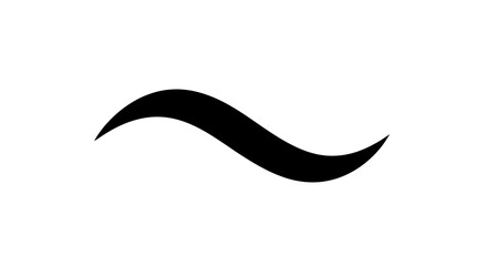 Elegant black wave symbol representing approximation or tilde character on white background.
