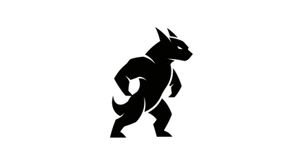 Black silhouette of a muscular anthropomorphic wolf character.