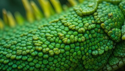 Obraz premium Close-up view of intricate, textured skin with a multitude of small, raised bumps, displaying various shades of green.