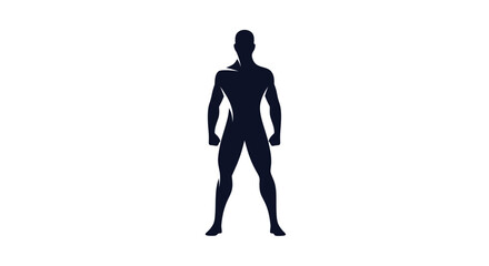 Muscular male silhouette standing tall with confident posture and strong physique.