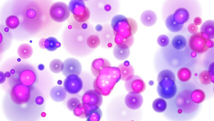 Vibrant Abstract Pink & Purple Bubbles and Cellular Forms on White Background