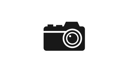 Simple black camera icon representing photography and digital imaging technology.