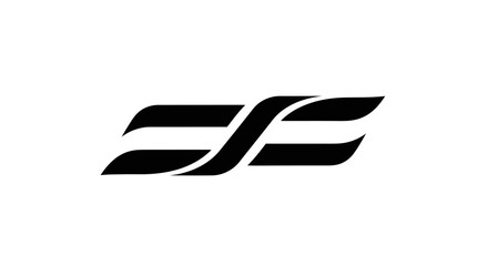 Sleek black abstract monogram logo with dynamic intertwined lines.