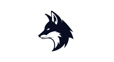 Sleek black fox head logo design with sharp features and intense gaze.