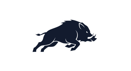 Silhouette of a charging wild boar animal in motion.
