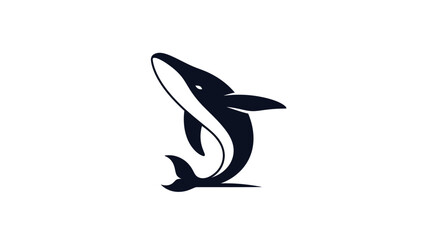 Elegant black whale logo design with a minimalist and modern style.