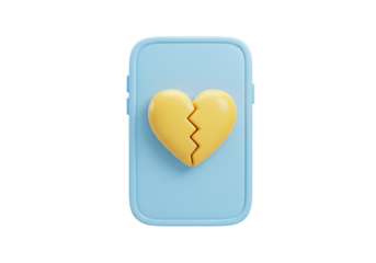 Isolated broken heart and light blue smartphone for dating app concept symbol vector