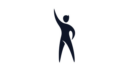 Silhouette of a person with one arm raised in victory or celebration.