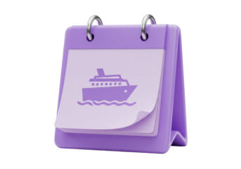 Isolated agenda with holiday sea cruise date, booking tour calendar for vacation plan