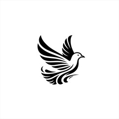 Obraz premium Stylized black dove in flight with elegant wing feathers and tail