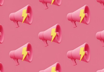 Pink Megaphone Lightning Bolt Pattern Background for Powerful Announcements and Important Notifications Promotion Marketing and Advertising Designs Communication Icon Background