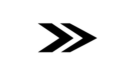 Bold black double chevron arrow pointing forward direction.