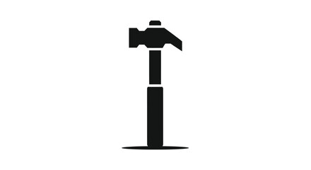 Black silhouette of a hammer a common tool for construction and repair tasks.