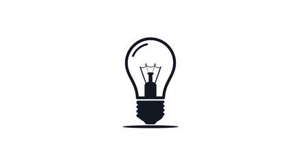 Black and White Light Bulb Icon for Ideas and Innovation.