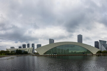 Modern architectural scenery of Shanghai Oriental Sports Center, China