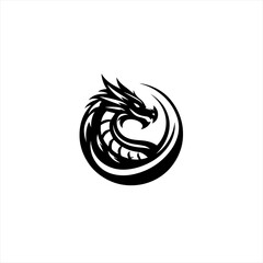 Black dragon head emblem in a circle