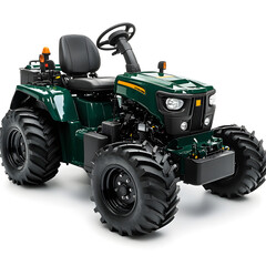 Obraz premium Riding lawn mower with green color, isolated on white background.