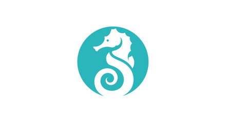 Stylized Seahorse Logo in Teal Circle.