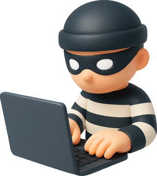 3d Vector Fraud scammer, Digital hacker, Cyber security and Financial cyber crime concept. Eps 10 Vector.