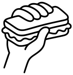 An illustration of a person's hand holding a cheese panini