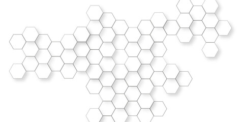 Minimalist hexagon display with round platform white hexagon pattern background, honeycomb white mosaic cell web light and shadow texture design, elegant pattern of modern hexagon tiles.