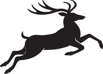 Stylized black deer silhouette leaping elegantly vector illustration minimalist design