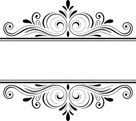 Ornate Black Flourish With Horizontal Lines On White