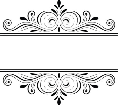 Ornate Black Flourish With Horizontal Lines On White