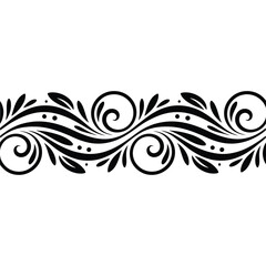 Black floral ornamental border with swirls and dots