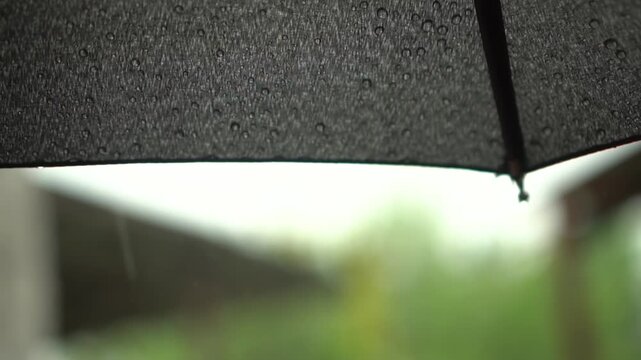 raindrops slowly dripping from the edge of a black