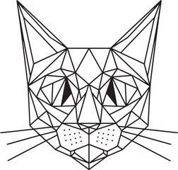 Geometric cat face low poly design, modern animal portrait