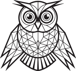 Striking geometric owl art with clean lines and shapes