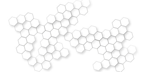 Abstract minimal with white lines hexagonal structure futuristic white background, white geometric hexagonal honeycomb shape texture, geometric elegance showcasing a meticulously arranged pattern.