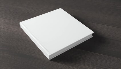 Blank square book cover mock up on black background. Side view. 3d illustration