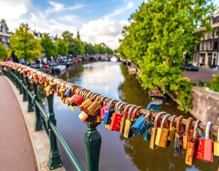 Canal bridge adorned with love locks